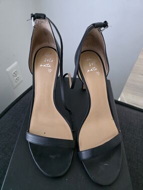 Banana Republic Black Ankle-Strap Leather Heels